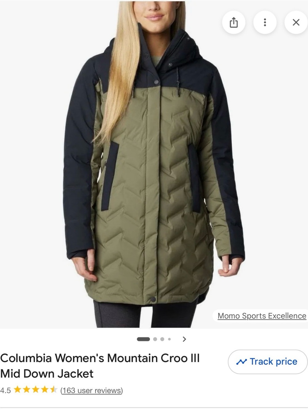 Columbia Olive and Black Hooded Puffer Coat